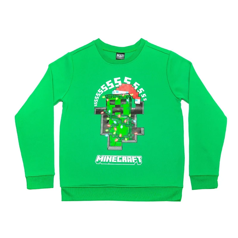 Minecraft Boys Christmas Creeper Long Sleeve Sweatshirt