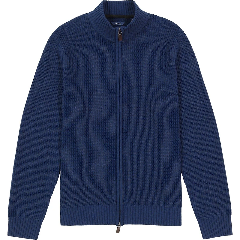 IZOD MENS FULL ZIP SHAKER SWEATER
