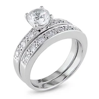 Miabella 2 1/3 ct White Cubic Zirconia Bridal Set in Silver