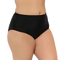 Krista Plus Women's Black High Waist Full Coverage Bikini Briefs Swim Bottoms