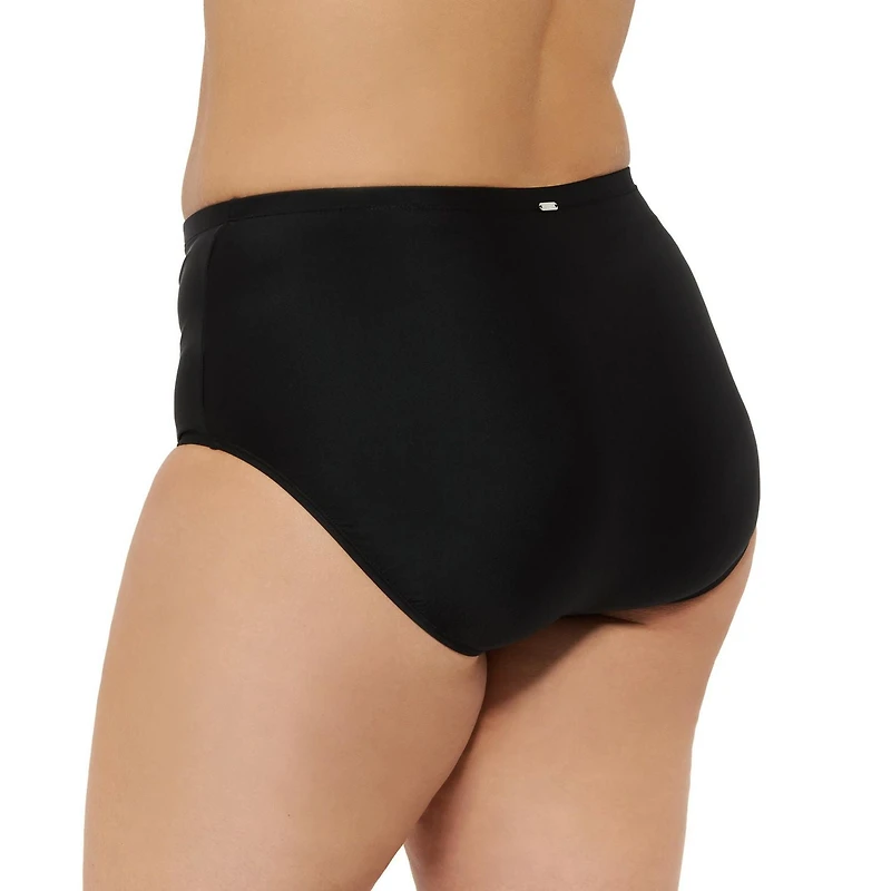 Krista Plus Women's Black High Waist Full Coverage Bikini Briefs Swim Bottoms