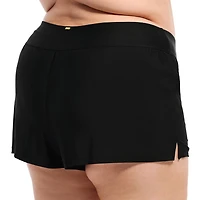 Krista Plus Women's Full Coverage Black Swim Boyshorts Swim Bottoms