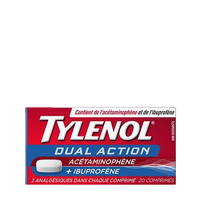 Tylenol Dual Action Acetaminophen + Ibuprofen Pain Reliever Tablets, 250mg Acetaminophen, 125mg Ibuprofen, Fever, Muscle Pain