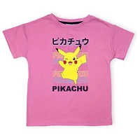 Pokemon T-shirt à manches courtes pour fille. Ce haut tendance pour filles a une épaule tombante, un look décontracté et