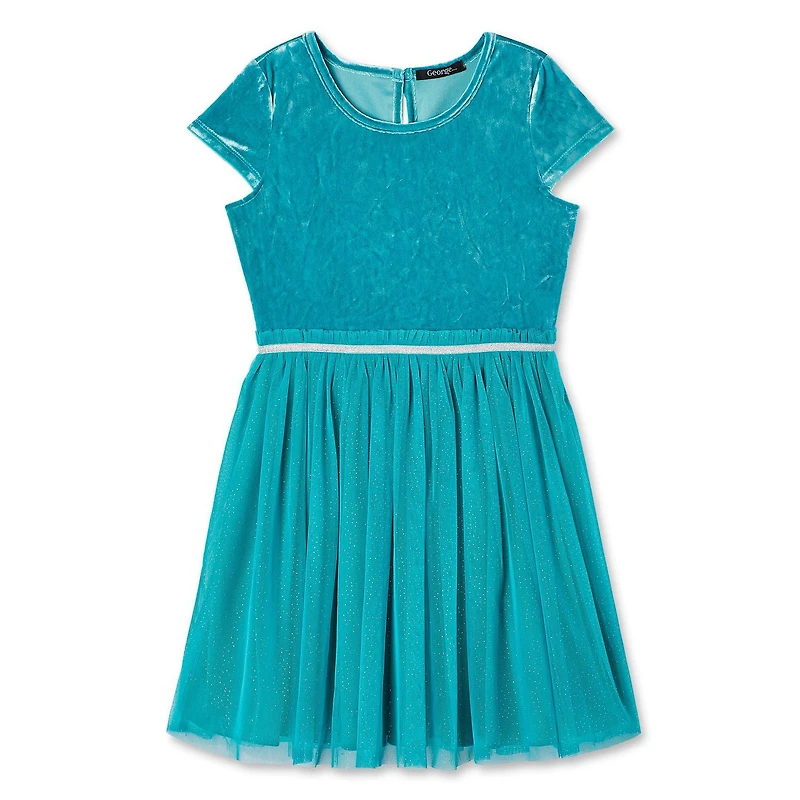 George Girls' Velour and Mesh Dress