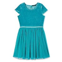George Girls' Velour and Mesh Dress