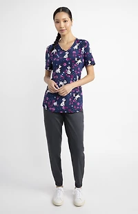 Haut médical imprimé à encolure en V pour femmes Scrubstar – Collection mode, motif « On Spots », tailles TP 3TG