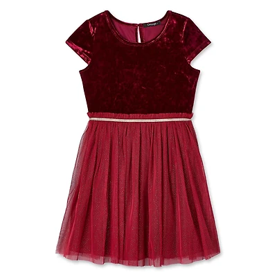 George Girls' Velour and Mesh Dress