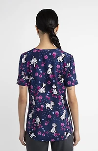 Haut médical imprimé à encolure en V pour femmes Scrubstar – Collection mode, motif « On Spots », tailles TP 3TG