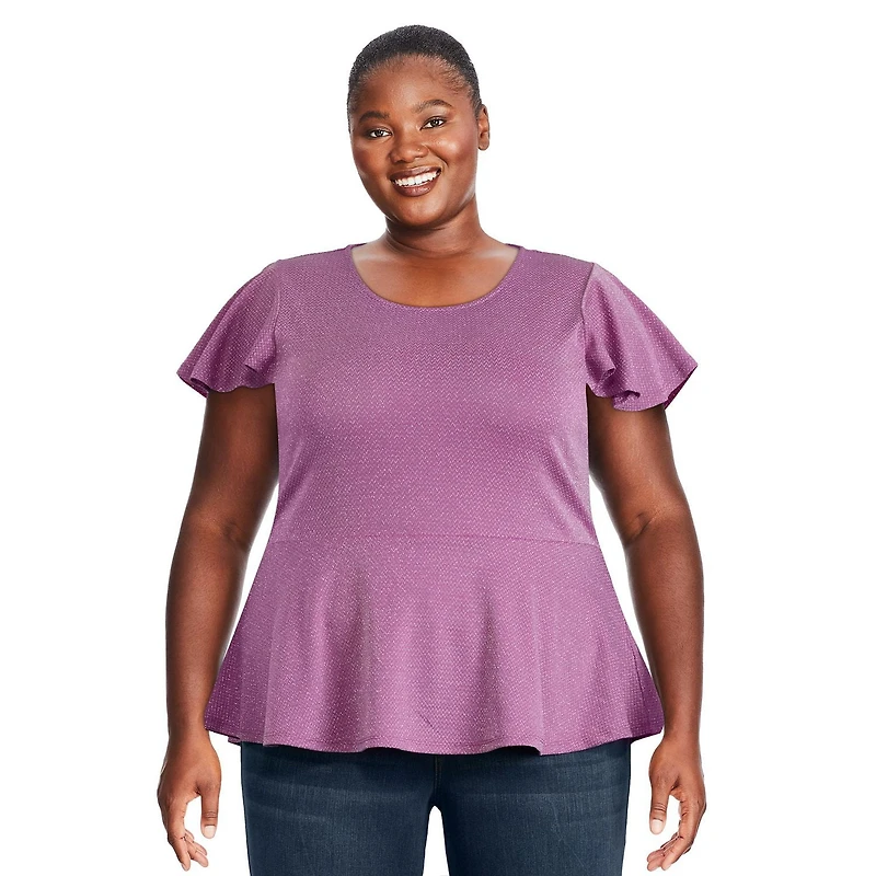George Plus Women's Lurex Knit Peplum Top