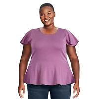 George Plus Women's Lurex Knit Peplum Top