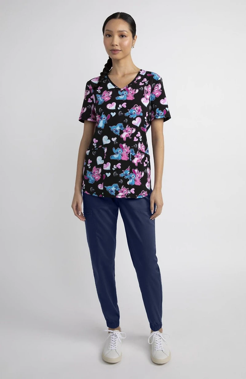 Scrubstar Fashion Collection Women’s Love, Angel Print V-Neck Scrub Top