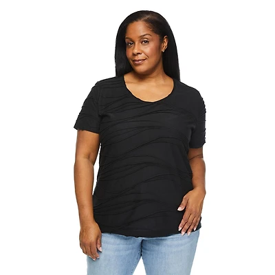 T-shirt à motif ondulé Iyla Plus pour femmes Tailles 1X-4X