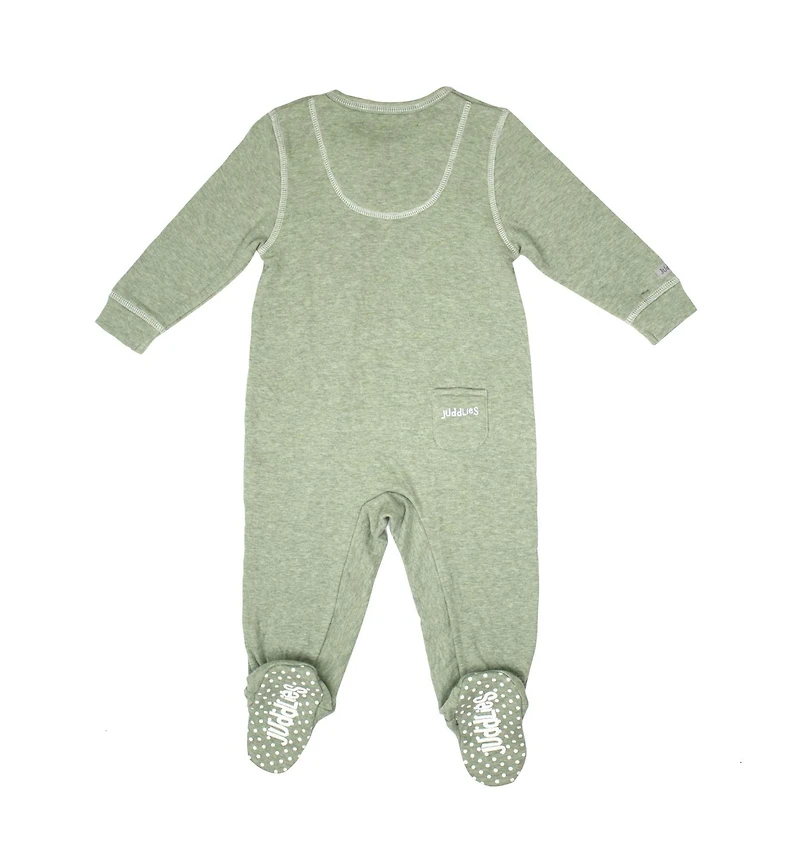 Juddlies Designs - Newborn, Baby, Toddler - Breathe-Eze Collection Sleeper - Cotton - Olive Fleck