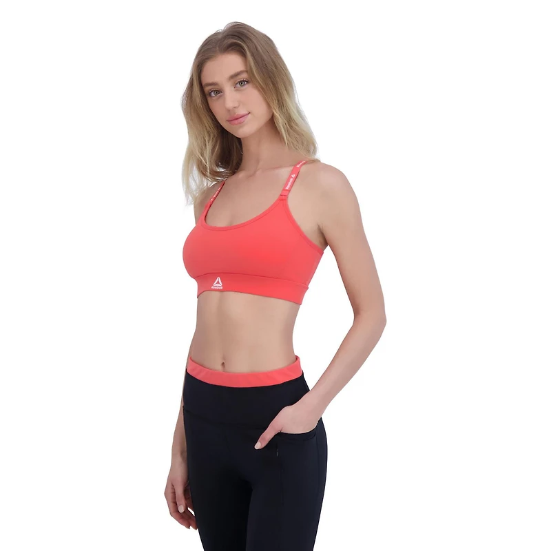Reebok Soutien-gorge de sport à faible impact Favorite Racerback pour femme avec bonnets amovibles