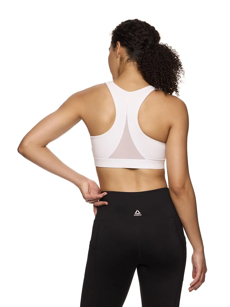 Reebok Women's Stronger Sports Bra with Mesh Panel and Removable Cups, Sizes XS-XXL