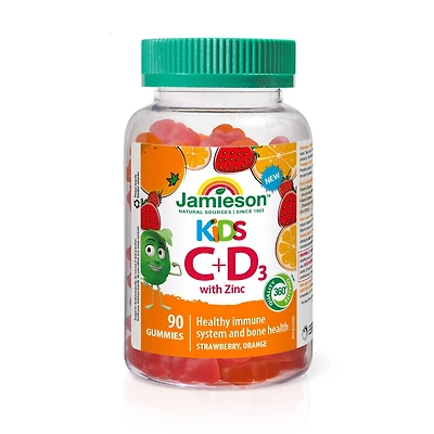 Jamieson Kids Vitamin C + D3 with Zinc Gummies, 90 Count