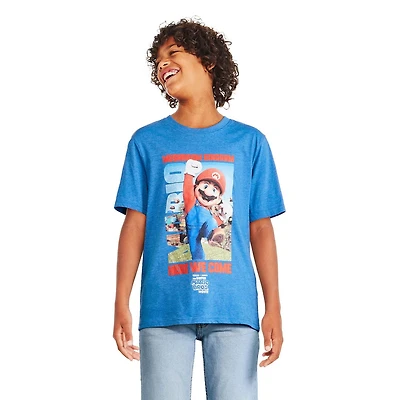 T-shirt avec imprimé Super Mario Bros pour garçons Tailles TP–TG