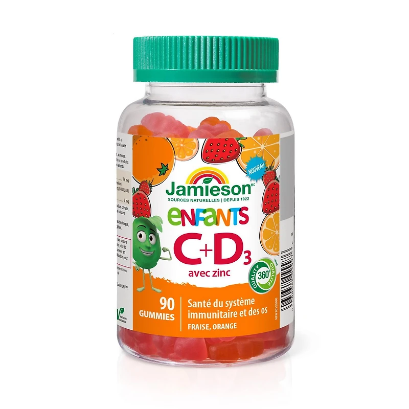 Jamieson Kids Vitamin C + D3 with Zinc Gummies, 90 Count