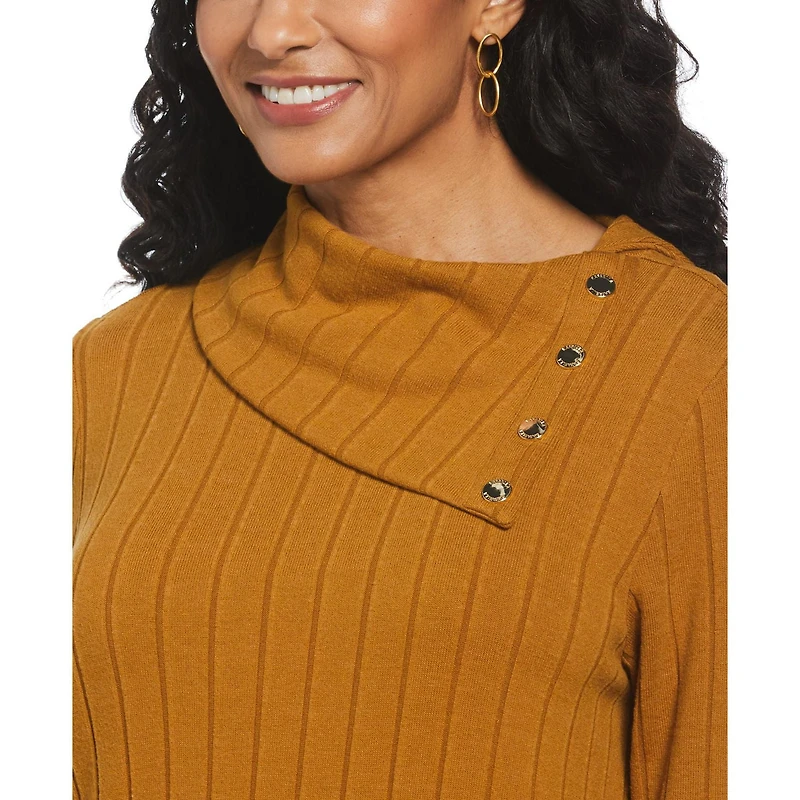 Rafaella Haut à manches longues pour femme avec col rivet