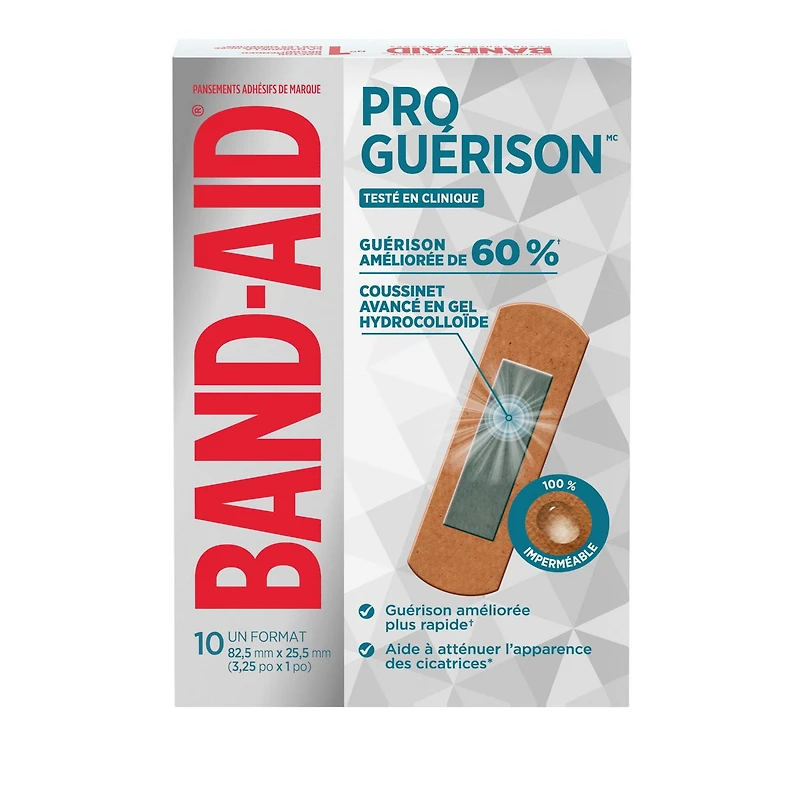 Band-Aid Pro Heal Adhesive Bandages, Regular Size, First Aid, Wound Care Dressing, Waterproof Healing Bandage, 10 Count