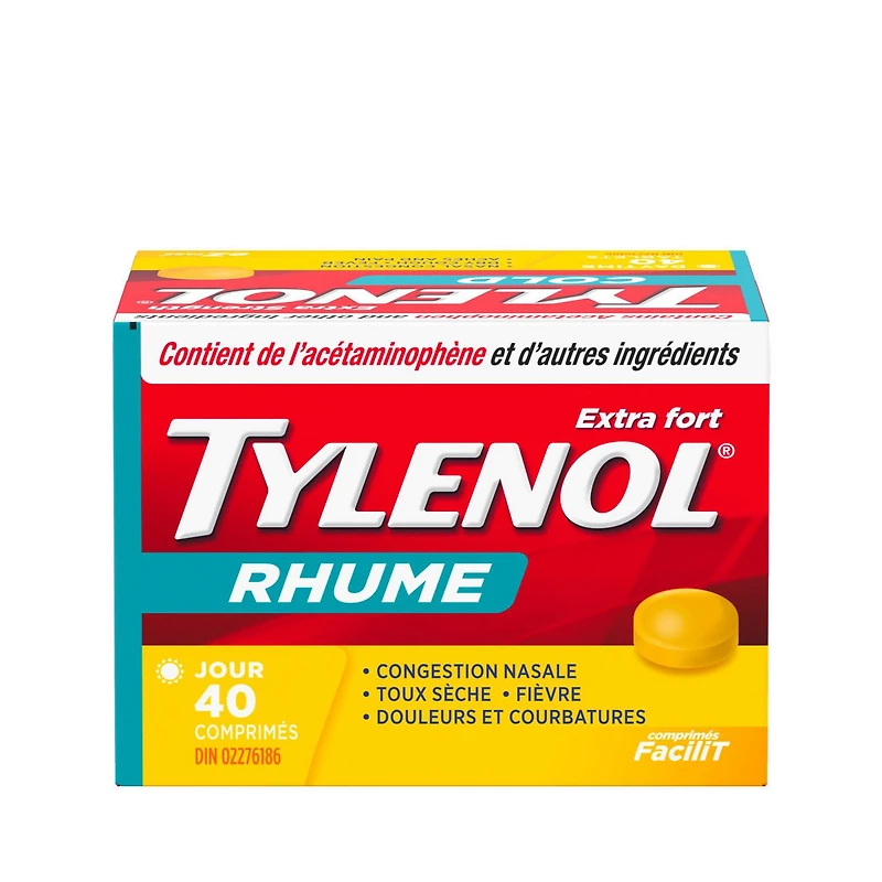 Tylenol Extra fort Rhume Jour, acétaminophène à 500 mg 40 comprimés
