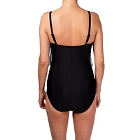 Ibiza Tiered one piece mesh ruffle is very flattering and slimming. Adjustable straps, soft cups