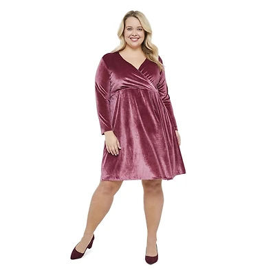 Robe portefeuille en velours George Plus pour femmes