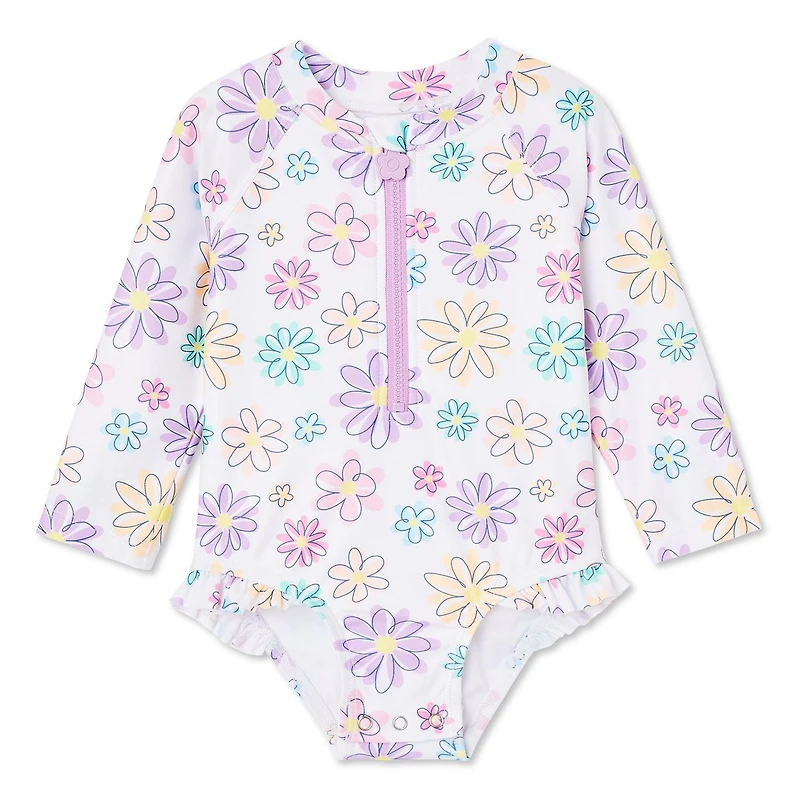 George Baby Girls' Rash Guard 1-Piece, Sizes 3-24 months