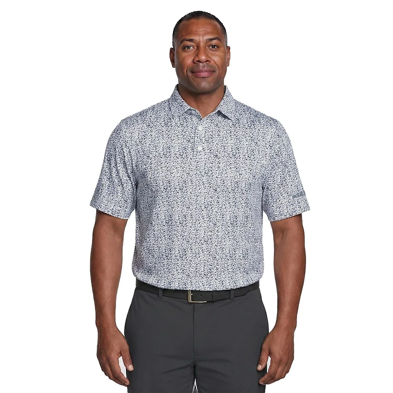 PGA Tour Course Essentials Men's All Over Micro Floral Print Short Sleeve Polo
