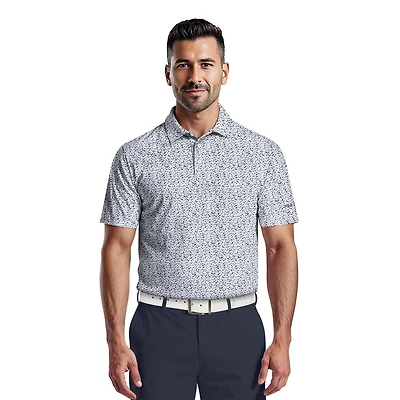 PGA Tour Course Essentials Men's All Over Micro Floral Print Short Sleeve Polo