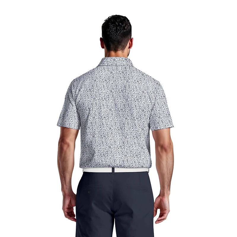 Polo à manches courtes pour homme PGA Tour Course Essentials, imprimé micro-floral sur l'ensemble du vêtement