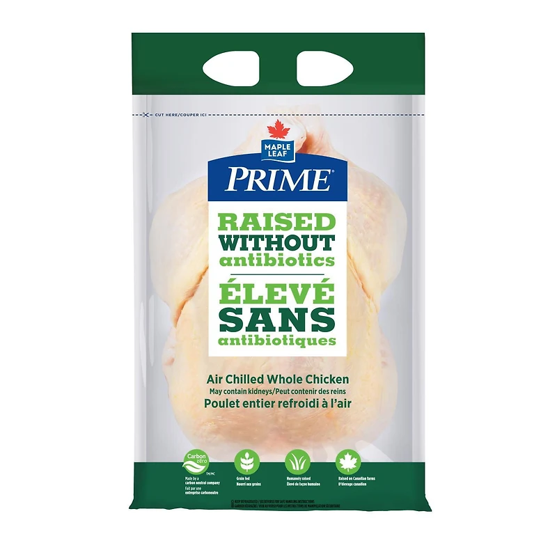 Prime Whole Chicken Raised Without Antibiotics, 1 Whole Chicken