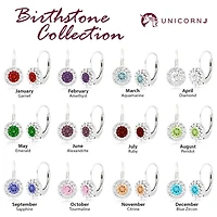 Unicornj Tweens pour enfants en argent sterling 925 bleu CZ rond Halo décembre mois de naissance boucles d'oreilles à levier 4 mm Italie