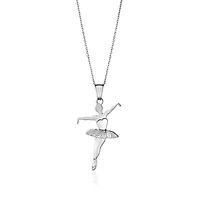 Unicornj Sterling Silver Ballet Dancer Pendant Necklace for Girls on Cable Chain 16"