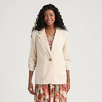 Mexx Women’s Flowy Tencel Blazer with Ruching at Sleeves