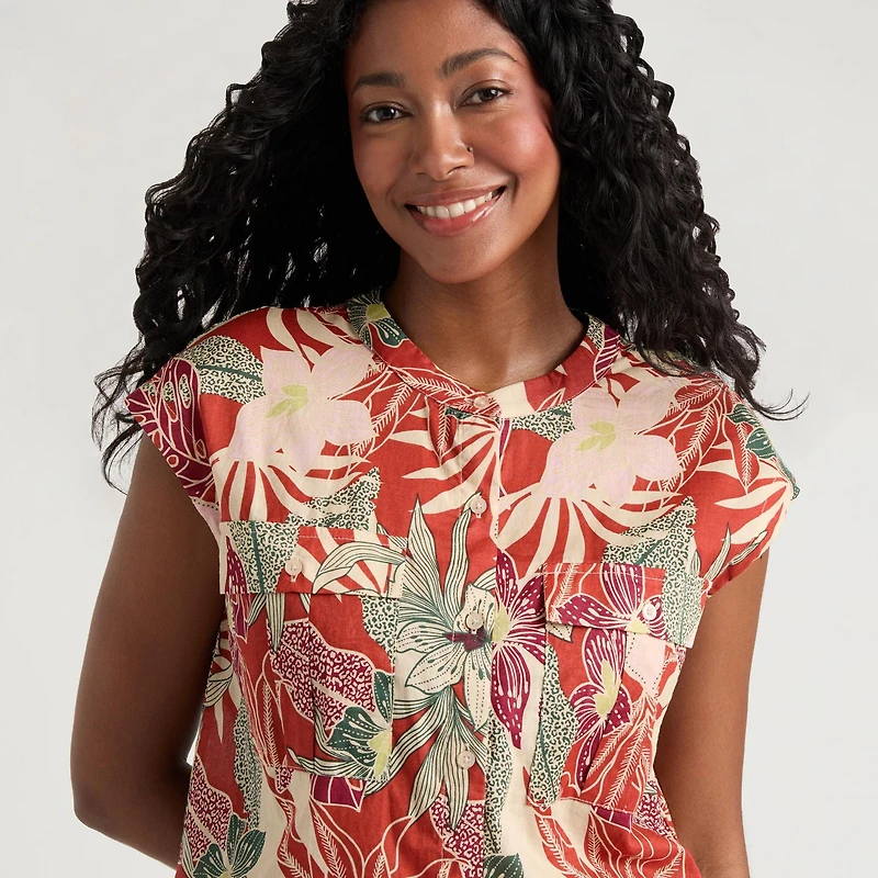 Mexx Women’s Printed Lurex Cargo Top with Elastic Waist