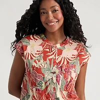 Mexx Women’s Printed Lurex Cargo Top with Elastic Waist