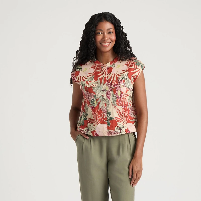 Mexx Women’s Printed Lurex Cargo Top with Elastic Waist