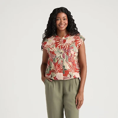 Mexx Women’s Printed Lurex Cargo Top with Elastic Waist