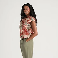 Mexx Women’s Printed Lurex Cargo Top with Elastic Waist