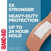 Pansements adhésifs de marque Band-Aid Tough-Strips pour le soin des plaies. Protection ultradurable pour les coupures et égratignures mineures, 20 pansements en un seul format.