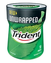 Trident Unwrapped Spearmint Sugar Free Gum, 1 Go-Cup (50 Pieces Total), 50 pieces