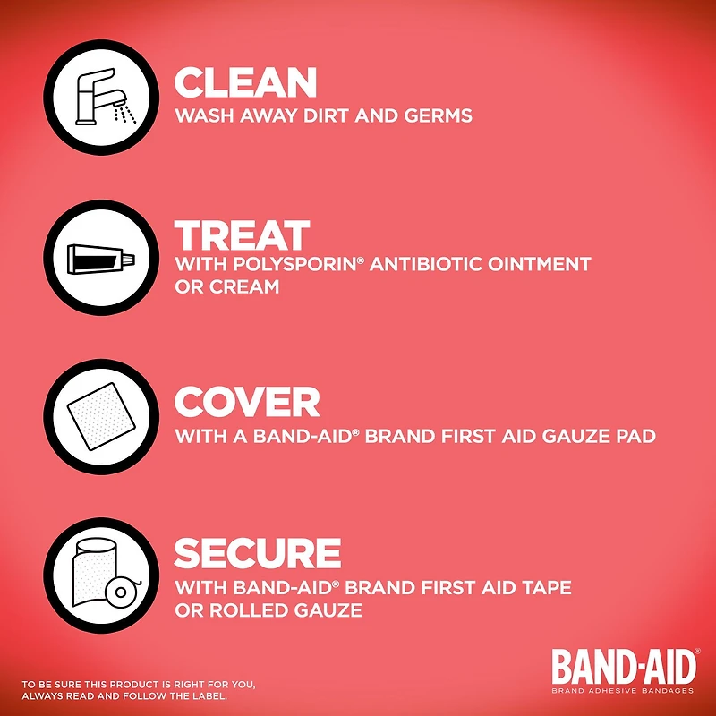 Compresses de gaze stériles Protection coussinée de marque BAND-AID® idéales pour les coupures, égratignures et brûlures mineures; compresses non adhérentes emballées individuellement pour le soin des plaies, petite taille, 5,1 cm x 5,1 cm 25 compresses