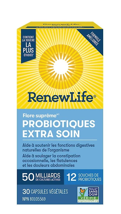 Renew Life ® Ultimate Flora® Extra Care ™ Probiotic, 50 Billion Active Cultures, 30 Vegetarian capsules, Support your digestive health
