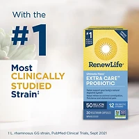 Renew Life ® Ultimate Flora® Extra Care ™ Probiotic, 50 Billion Active Cultures, 30 Vegetarian capsules, Support your digestive health