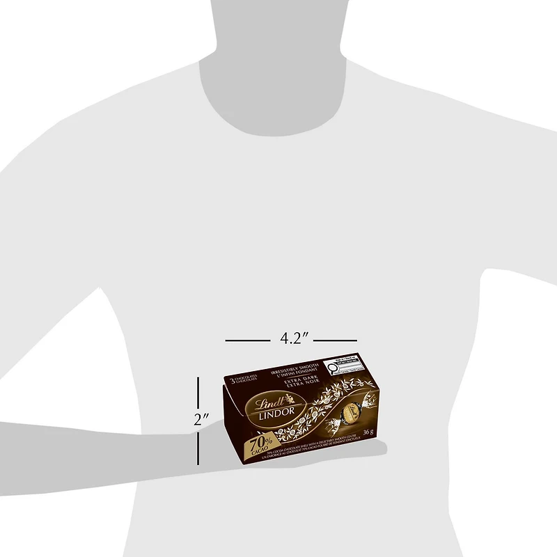 Truffes LINDOR au chocolat noir à 70 % de cacao de Lindt – Boîte de trois (36 g)