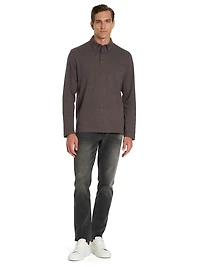 VAN HEUSEN LONG SLEEVE HERRINGBONE POLO