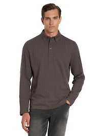 VAN HEUSEN LONG SLEEVE HERRINGBONE POLO