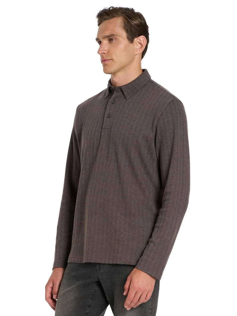VAN HEUSEN LONG SLEEVE HERRINGBONE POLO